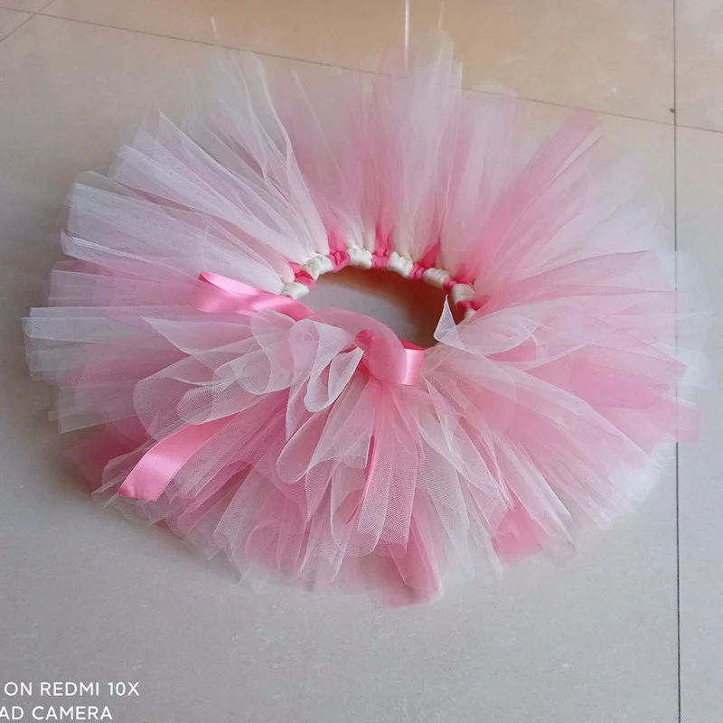 Mädchen Korallenrot & Beige Flauschiger Tüllrock für Baby-Geburtstagsfeier Handgefertigter Ballett-Tanzrock Candy-Design Weihnachtskostüm – Detail 11