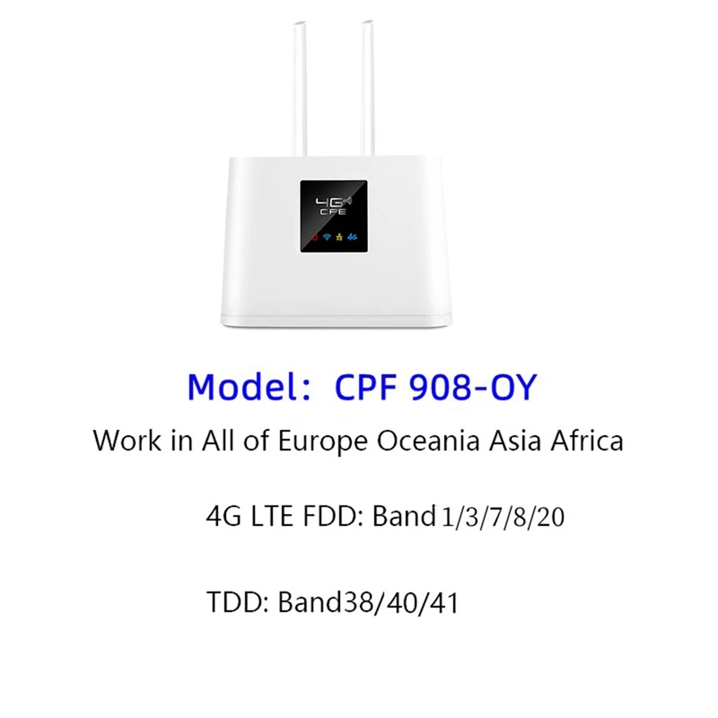 휴대용 4G 무선 라우터, 내장 SIM 카드 슬롯, 지지대 최대 20 사용자, 2Xantenna, 150Mbps
