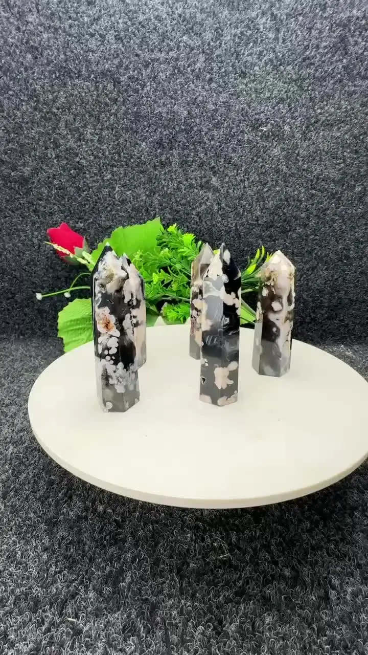 Натуральный черный цвет вишни агат кристалл энергетическая палочка Исцеление