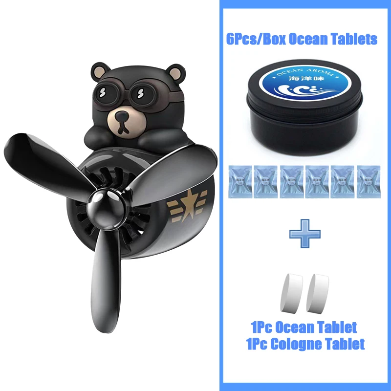Black Bear Airplane Aromatherapy Cartoon Cute Little Pilot Car Air