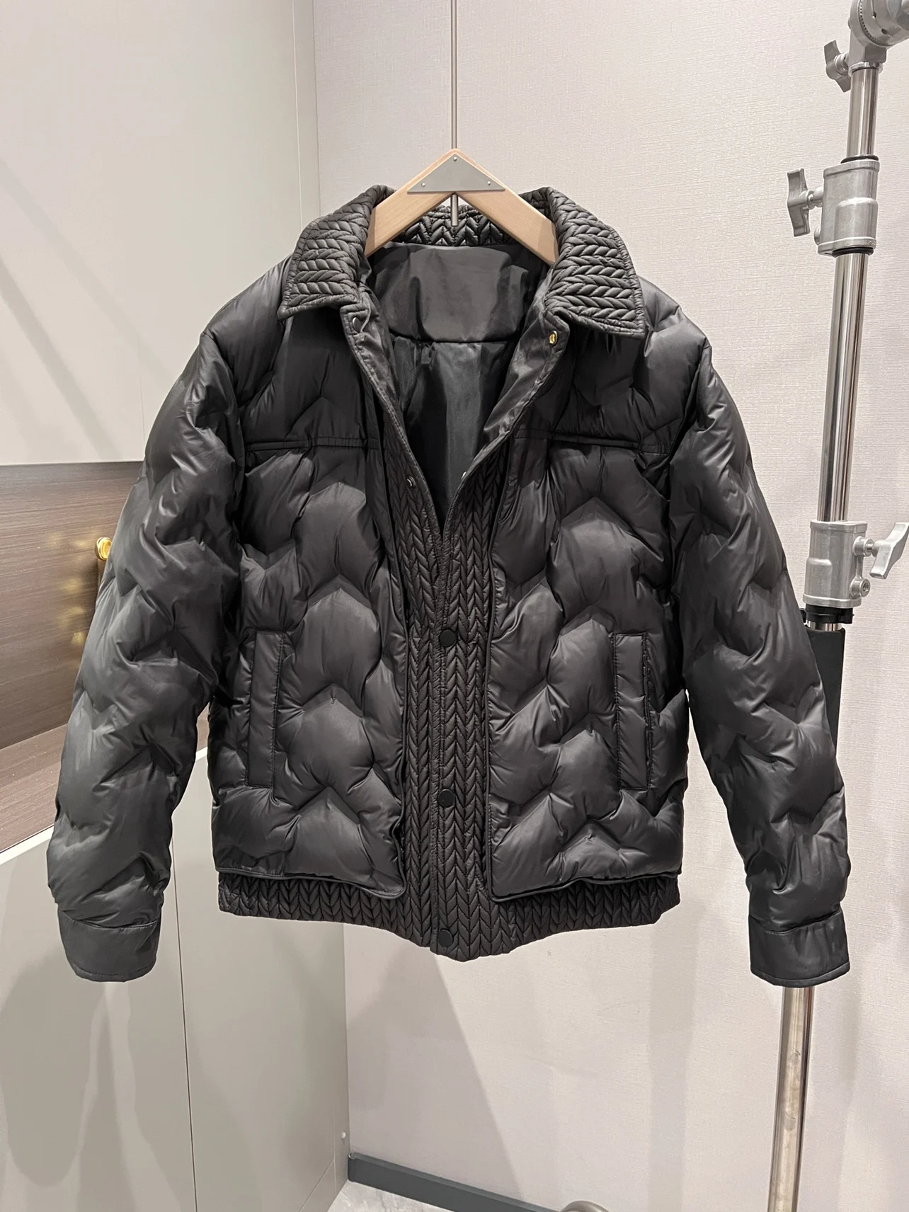 Men's Winter Cotton Jaet Collar up Faion Splicing Barley Casual Thiened Daily Wear Slim Fit Youthful Sle