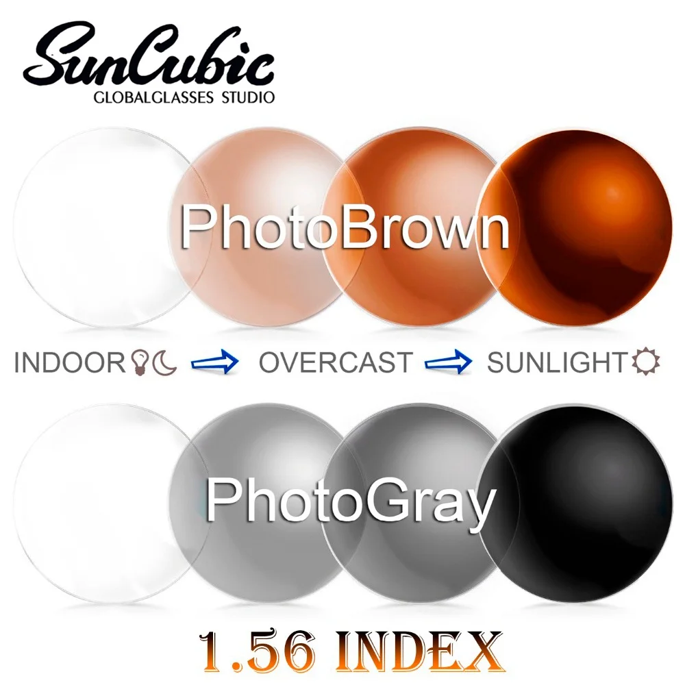 1.56 Index Myopia Rx lens Photochromic Fast Color Changing Lens Scratch