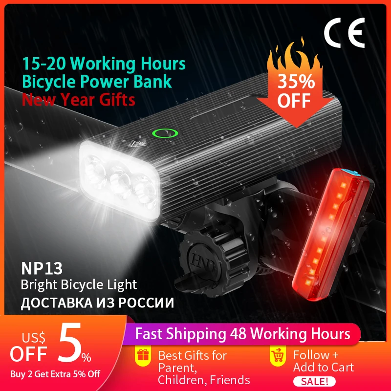 

Велосипедный фонарь NP13, светодиодный водонепроницаемый Передний фонарь с зарядкой через USB, 450-800 лм