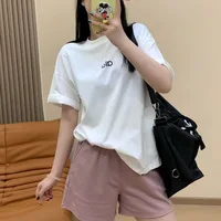 Summer Letter Printing Short-sleeved T-shirt Men's Trendy Temperament Casual Versatile Loose Short-sleeved Clothing Heavy 1
