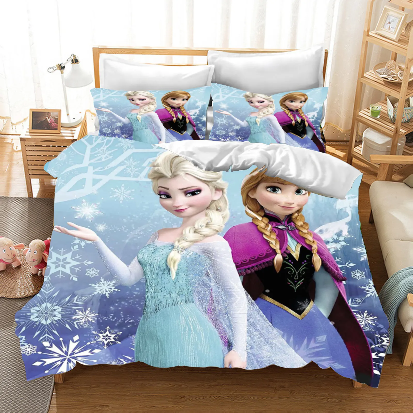 Cartoon Duvet Cover Iconic Brand Cute Frozen Printed Children 3-Piece Set 1 Quilt Cover Comforter Bedding Sets King Queen Size