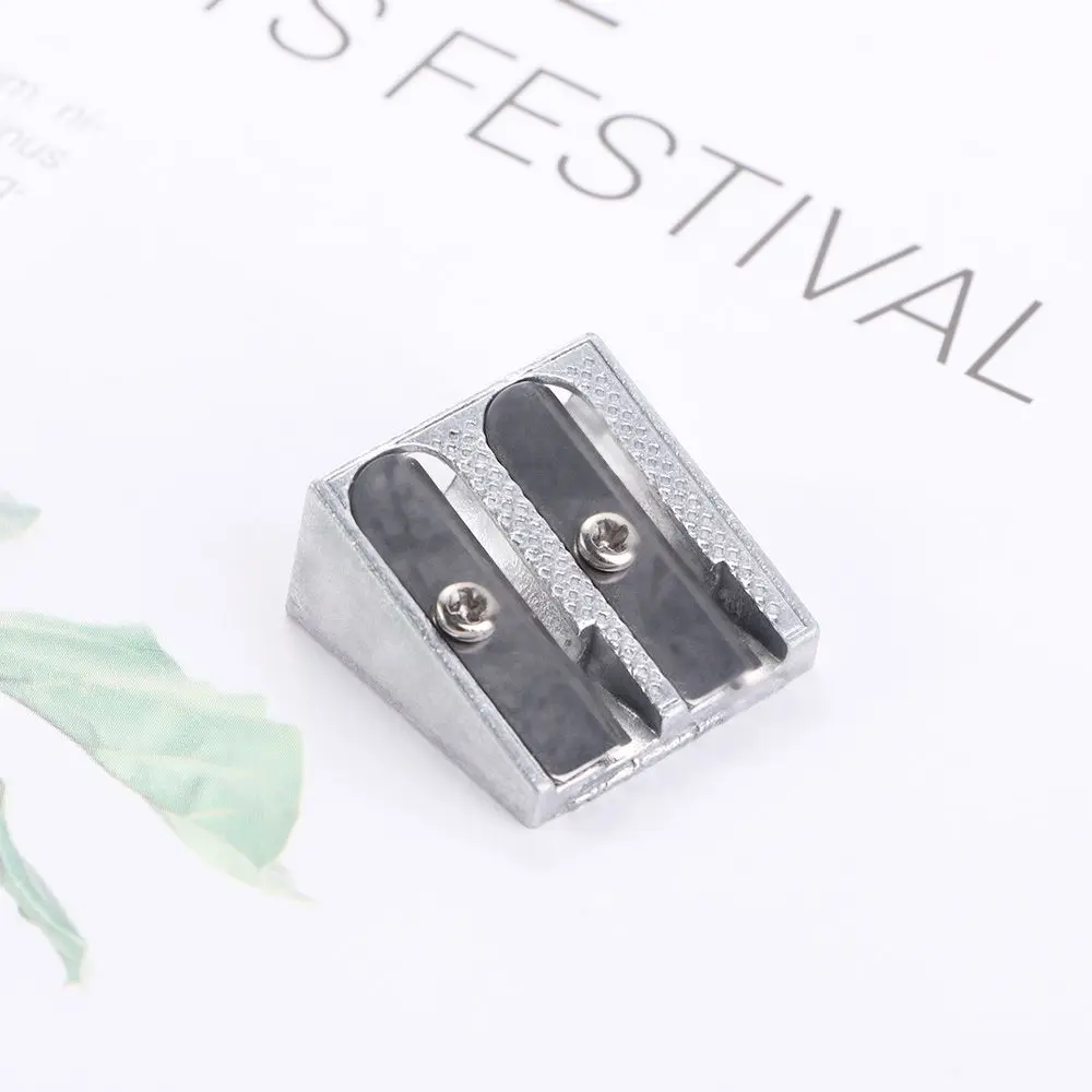 

Simple Metal Bevelled Two Hole Silver Office Sharpener Double Hole Pencil Sharpener Pens Cutter Tool Pencil Sharpener