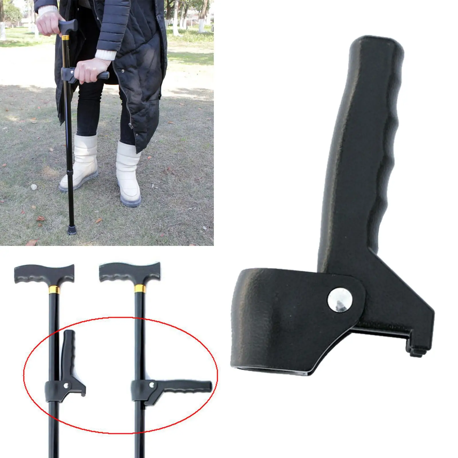 Walking Cane Accessory Extra Handle Old Man Elderly Booster Walking Stick Auxiliary Handle Great Gifts Lightweight Crutches 3