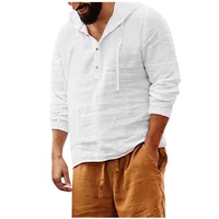 Men's Casual Blouse Shirt Loose Hooded Tops Long Sleeve Blouses Tops Blusas Spring Autumn Solid Color Men Shirts рубашка