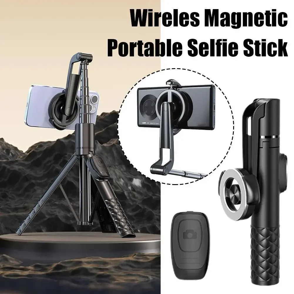 

Wireless Magnetic Selfie Stick Tripod Foldable 130cm Portable With Remote For Mobile Phone For iPhone Samsung