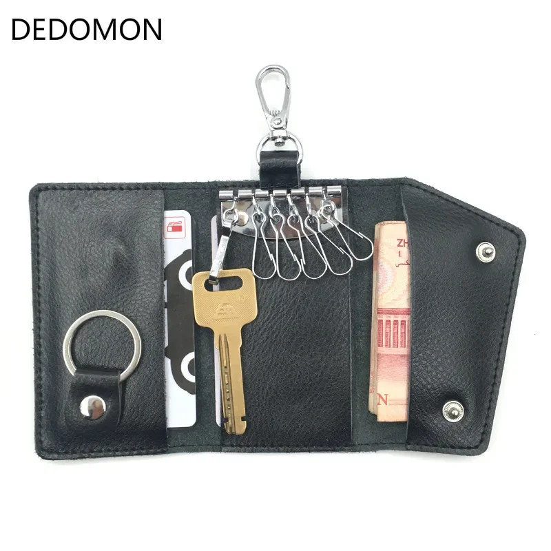 Key Holder Wallet Pu Leather Unisex Solid Key Wallet Organizer Bag Car Housekeeper Card Holder Keychain