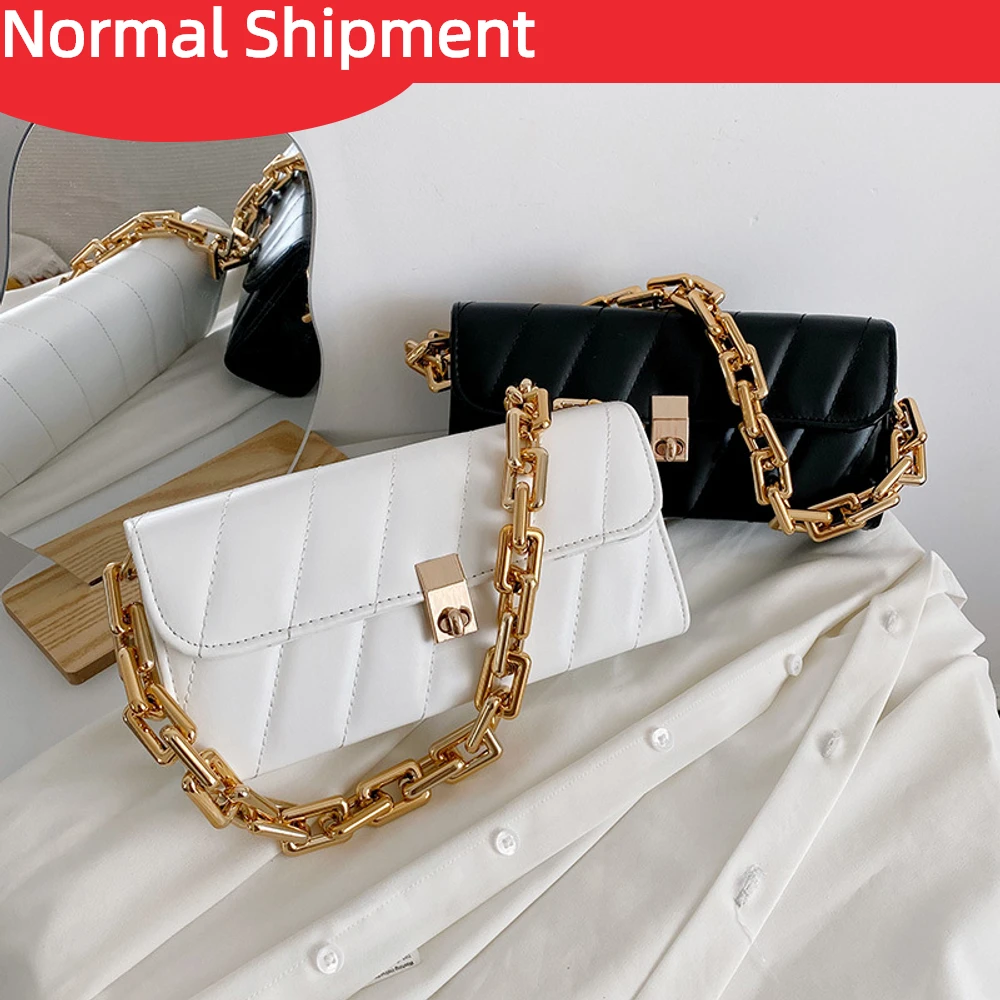 Bolsos de hombro con cadena dorada para mujer, a la moda carteras de cuero, con asa superior, vacaciones de verano, gran oferta|Bolsos de hombro| - AliExpress