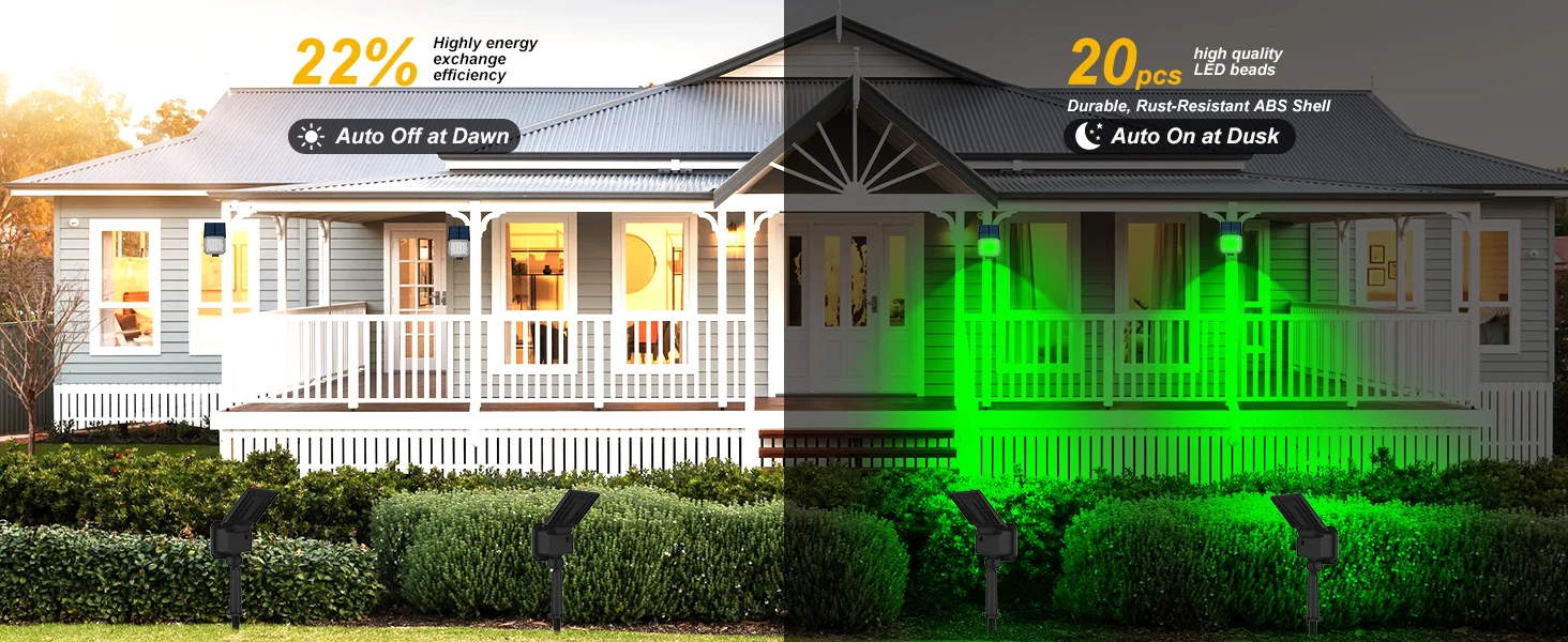 Description Picture 5 of item2PCS Solar Garden Light Outdoor IP65 Waterproof Landscape Lawn Spotlight Decoration 49LEDS Green Wall Lamp for Pathway
