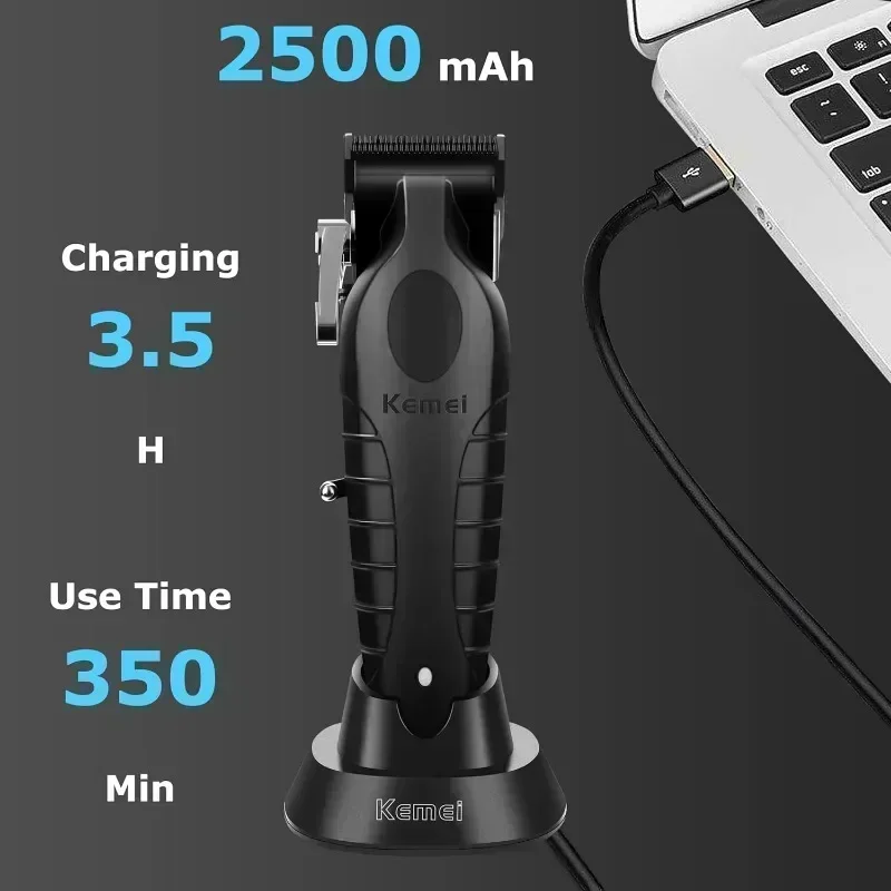 KEMEI 2296 Professional Hair Clippers for Men Cord/Cordless Hair Cutting Kits Hair & Beard Trimmer T Blade Barber Clippers 4