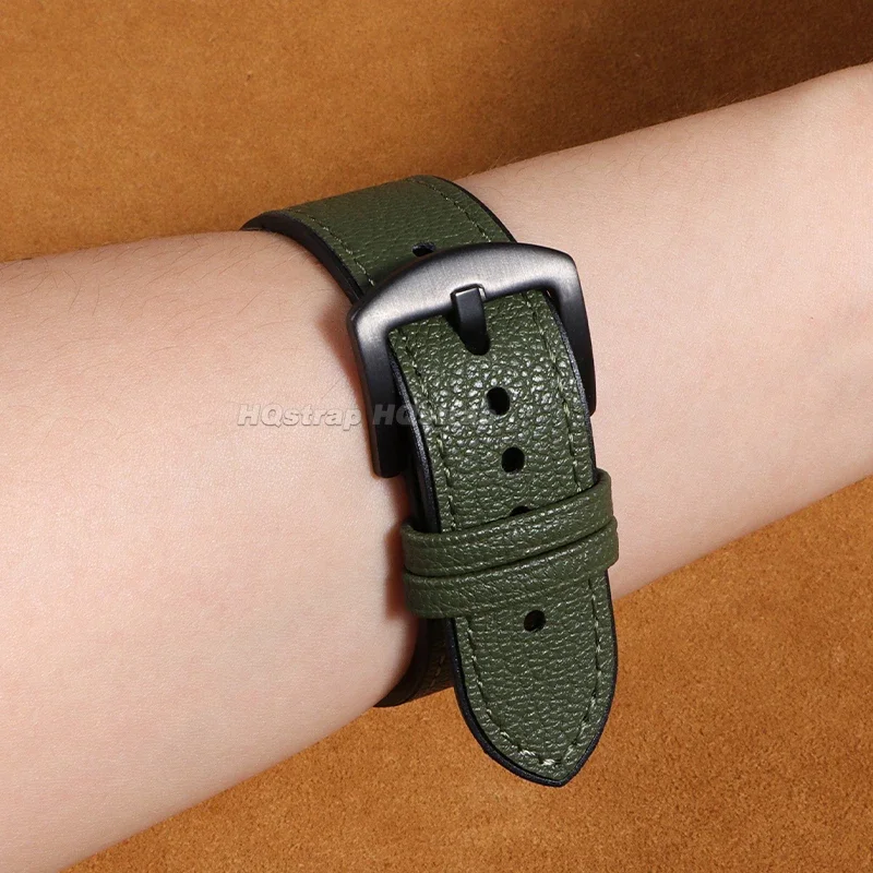 Premium Leather Silicone Hybrid Watch Band - Soft, Waterproof, Quick Release Strap
