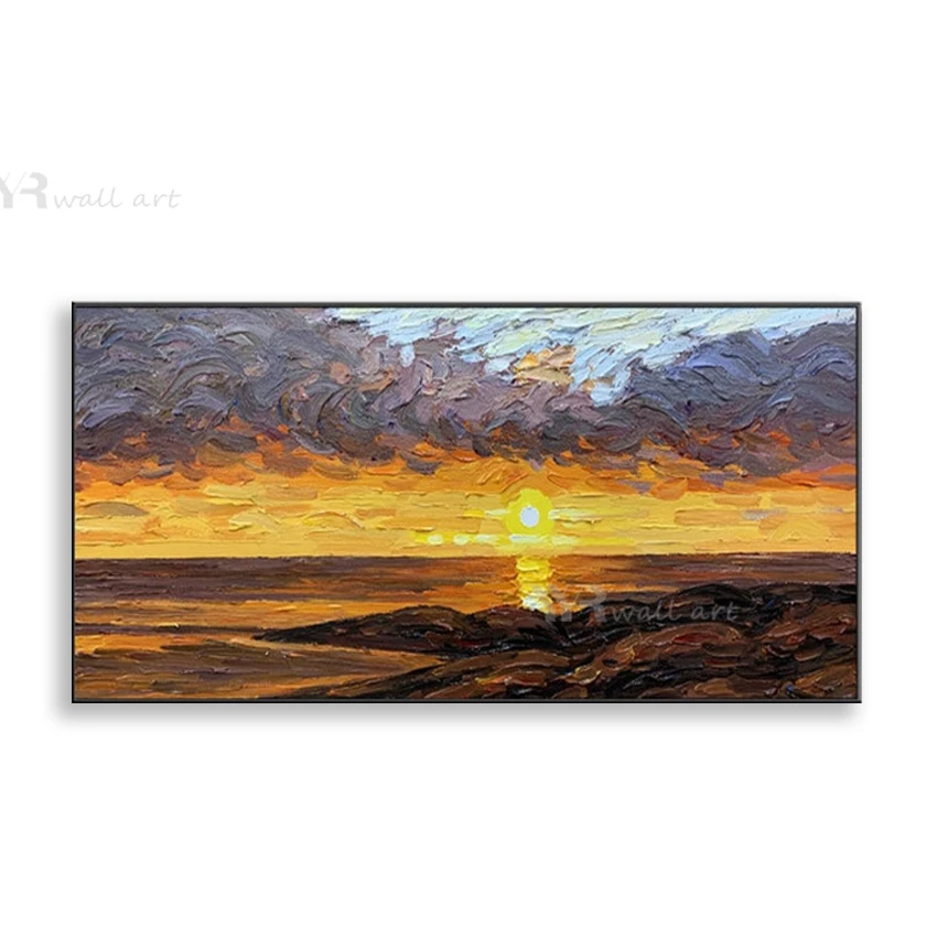 

Nordic Abstract Oil Painting Sunset Beach Thick Oil Handmade Oil Painting Home Decoration Living Room Restaurant Bedroom Mural