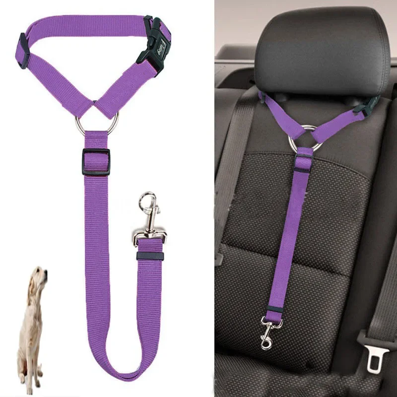 

Solid Two-in-one Pet Car Seat Belt Lead Leash BackSeat Safety Belt Adjustable Harness for Kitten Dogs Collar Pet Accessories