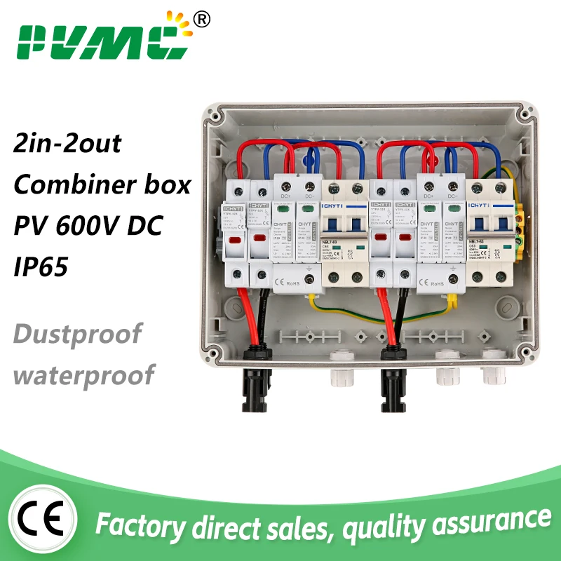 Solar Fotovoltaica pv Combiner Box à Prova Dágua Ip65 Mini Box com Proteção contra Raios Entradas Saídas dc 1000v Fusível 600v Mcb Spd