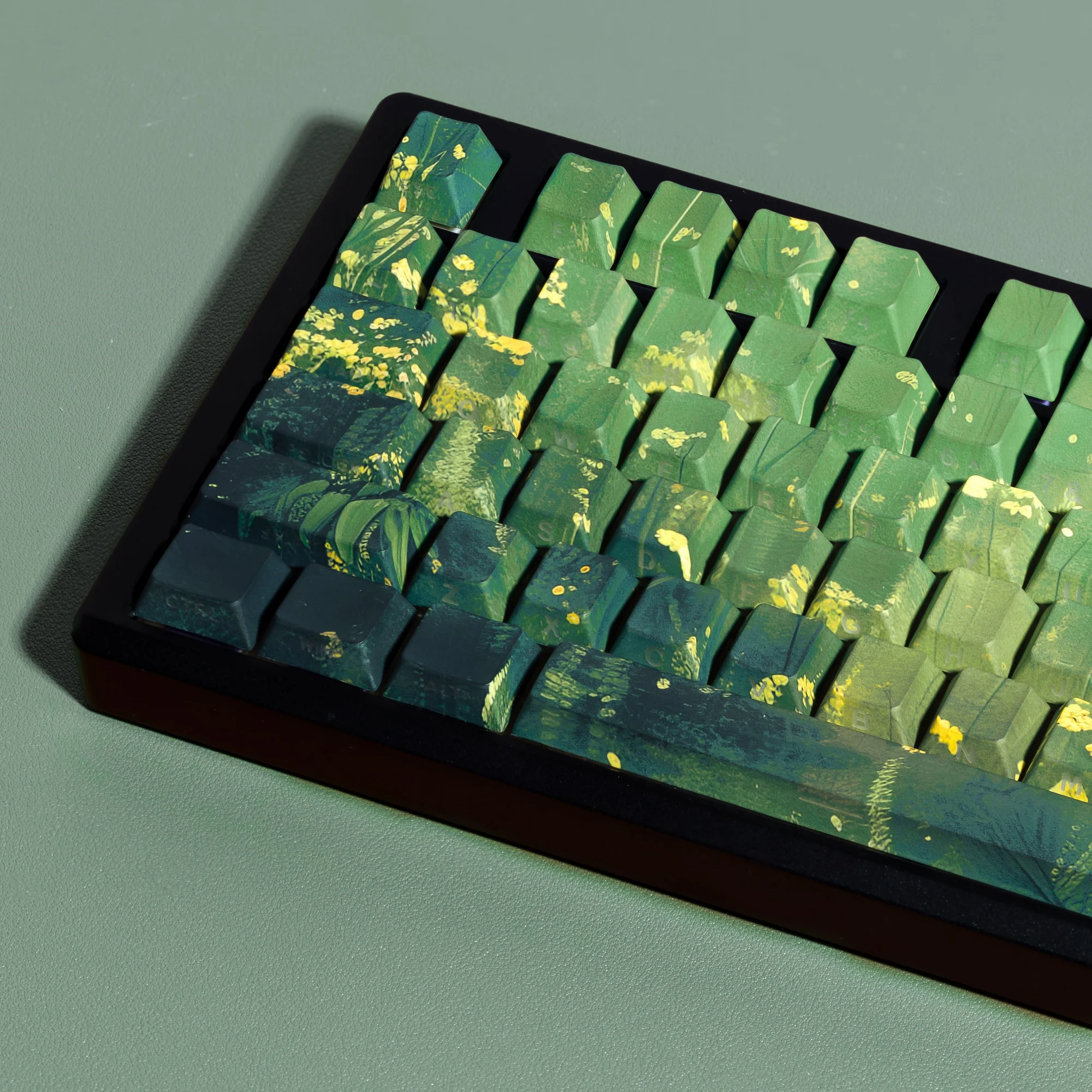 Cherry PBT Keycaps Custom Green Keycap Double Print Korean German ...