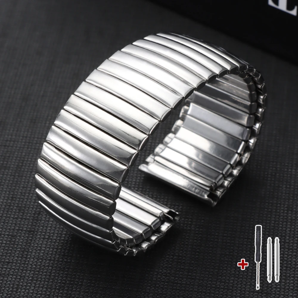 Universal Stainless Steel Elastic Strap Metal Watchband Replacement Bracelet