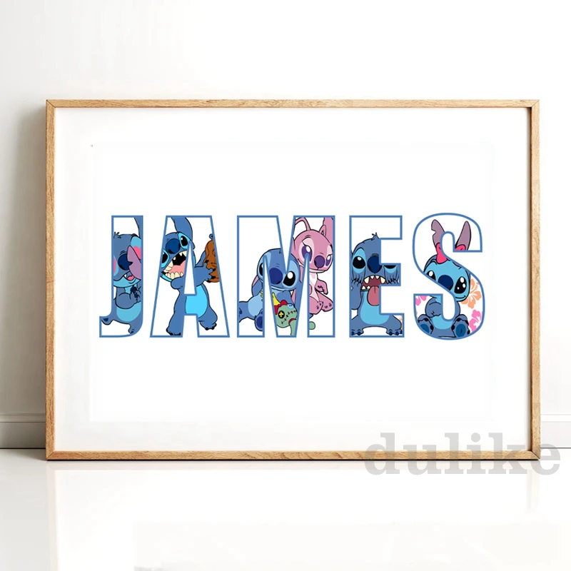 Personalized Name Disney Stitch Wall Art Decor Color Print -  Sweden