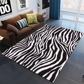 Zebra Stripes Area Rug Animal Skin Print Doormat African Wildlife Animal Carpet for Bedroom Playroom Living Room Soft Floor Mat