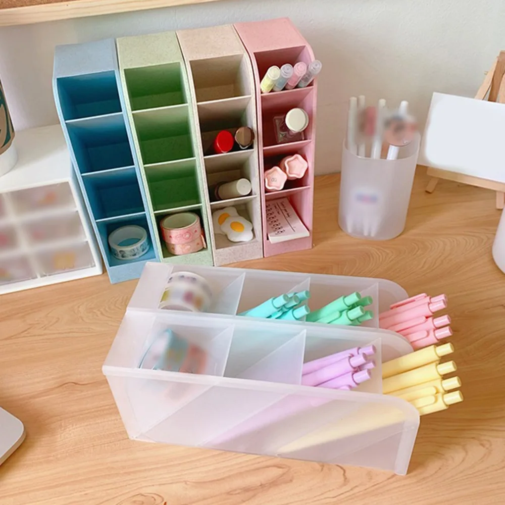 4 Styles Japanese Desk Organizer Pen Holder Makeup Brush Storage Box for School Supplies Kawaii Stationery Office Accessories makeup organizer pen holder desk organizer pen and brush holder