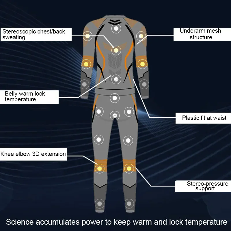 Men's Women's Ice Skiing Compression Clothes Autumn Winter Sports Cycling Tight Fitting Sweat Wicking Warm Underwear