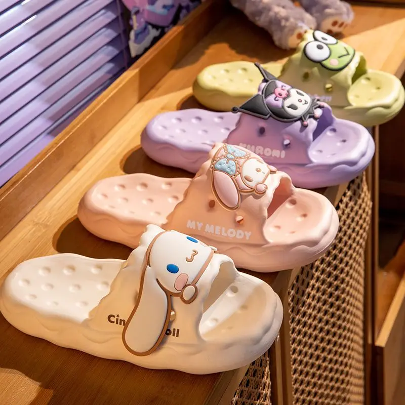 

Kawaii Anime Hello Kitty Sanrio Cinnamoroll My Melody Cute Kuromi Female Indoor Non-Slip Thick Bottom Sandals Girls Gift Toys