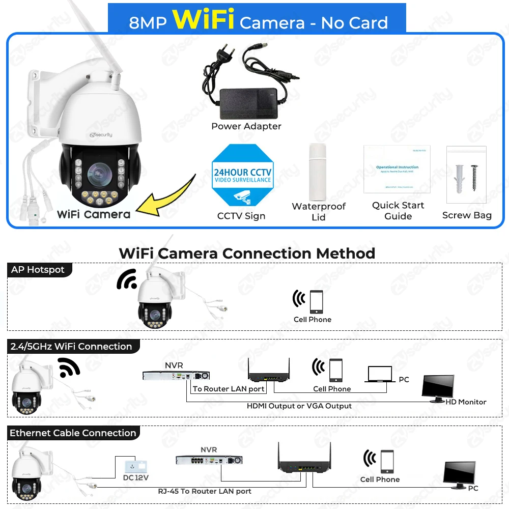 4K 8MP PTZ Dış Mekan Güvenlik Kamerası 30X Optik Otomatik Yakınlaştırma Takipli WiFi POE Kamera 2 Yönlü Ses Renkli Gece Görüşlü IP Kamera CamHi