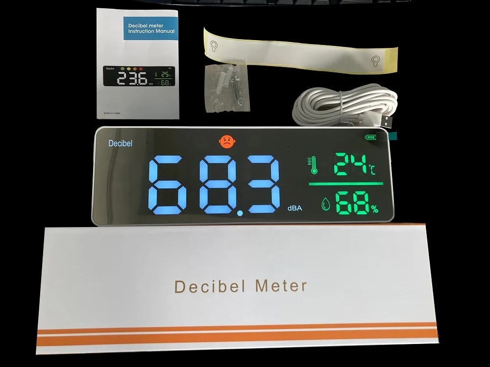 Noise Meter Wall Mounted Noise Detector Noise Decibel Test Sound Level Meter Temperature  Humidity Meter 4