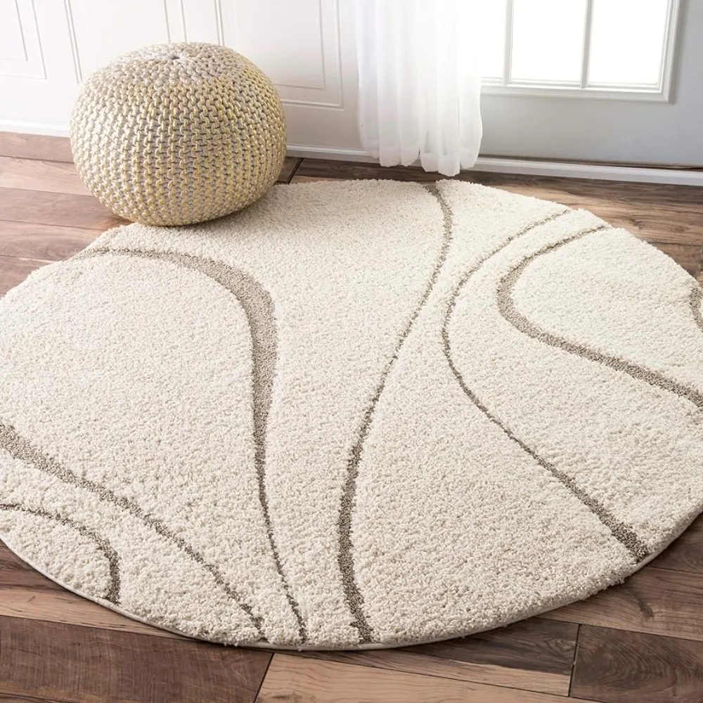 

Free Shipping Carpets Living Room Carpet for Rooms 4' Round Cream Modern Shag Area Rug Home Decorations Decor Rugs Floor Textile