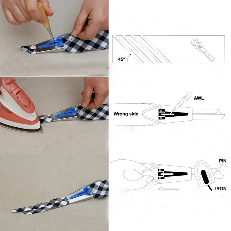 Kit de cinta para coser al bies, herramientas para hacer cinta bies con pie  de carpeta a presión para proyectos de acolchado de costura