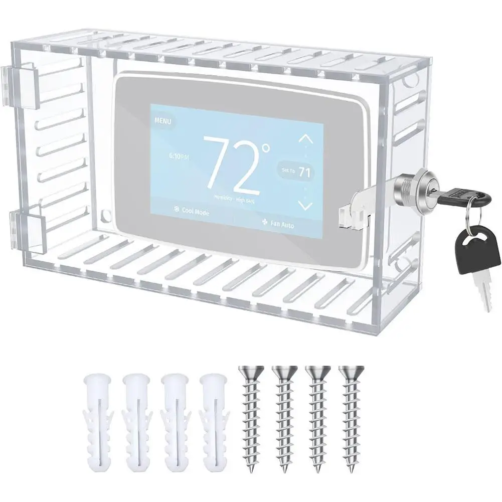 Universeller Thermostat-Schließkasten mit Schlüssel, transparente große Thermostatabdeckung für Thermostat an der Wand, Thermostatschutz – Detail 5