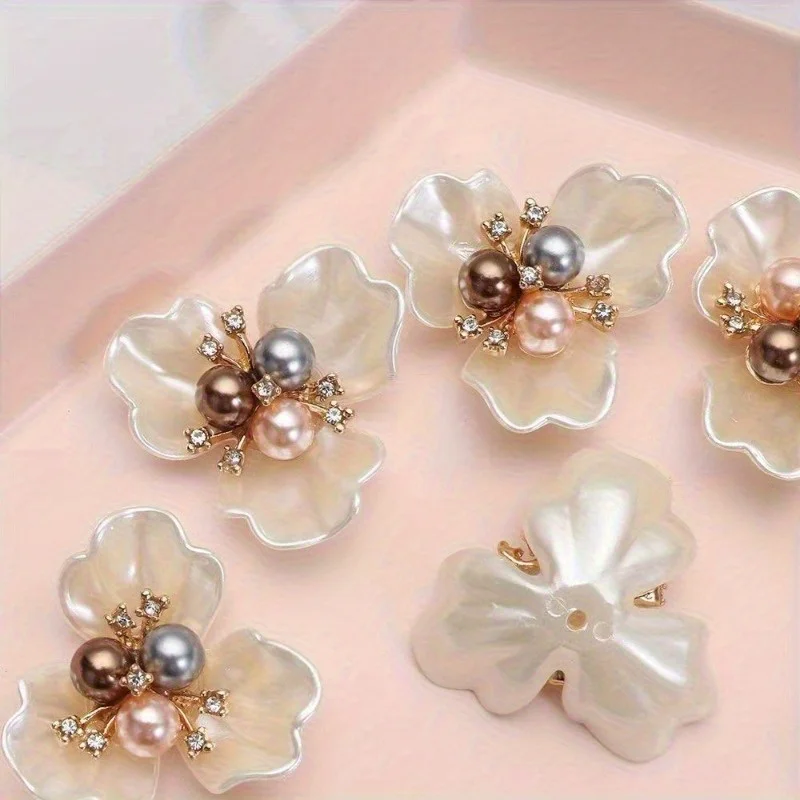 20pcs  Decorative Button, Fashion Jewelry Making Parts, Flower Rhinestone Sparkle Crystal, with DIY Hand-Decorated Accessories