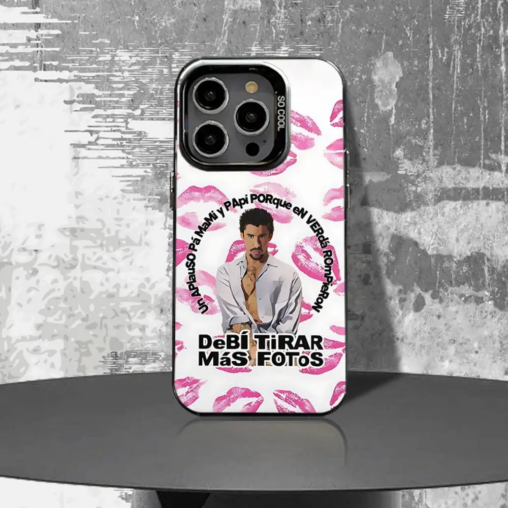 Sleek Black Matte Shockproof Phone Case with Bad Bunny Design
