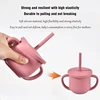 Baby Silicone Straw Cup BPA Free Portable Storage Snack Vessel Feeding Cup Double Handle Leakproof Learning Training Drink Cup 3