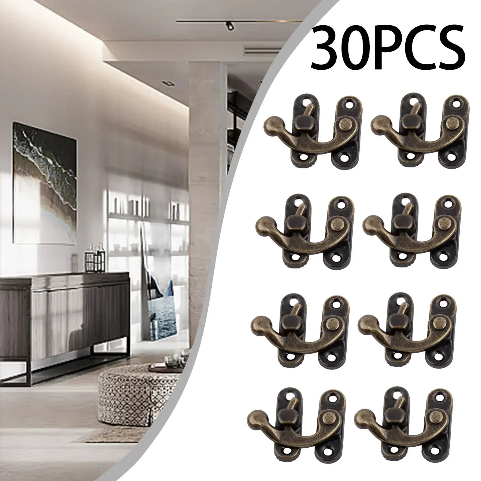 Horns Locks Antique Bronze Iron Padlock Hasp Hook Lock Curved Buckle With Screws For Jewelry Wooden Box Metal Lock 30pcs jewelry box hasps gate door lock
