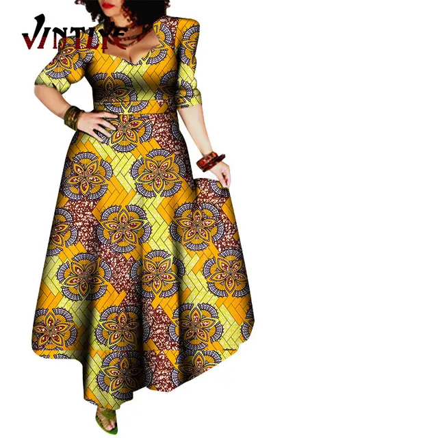 African Style Dresses for Women Elegant Evening Gowns African Party Dress Maxi Ankara Floral Printed Robe Africaine Femme WY092 9