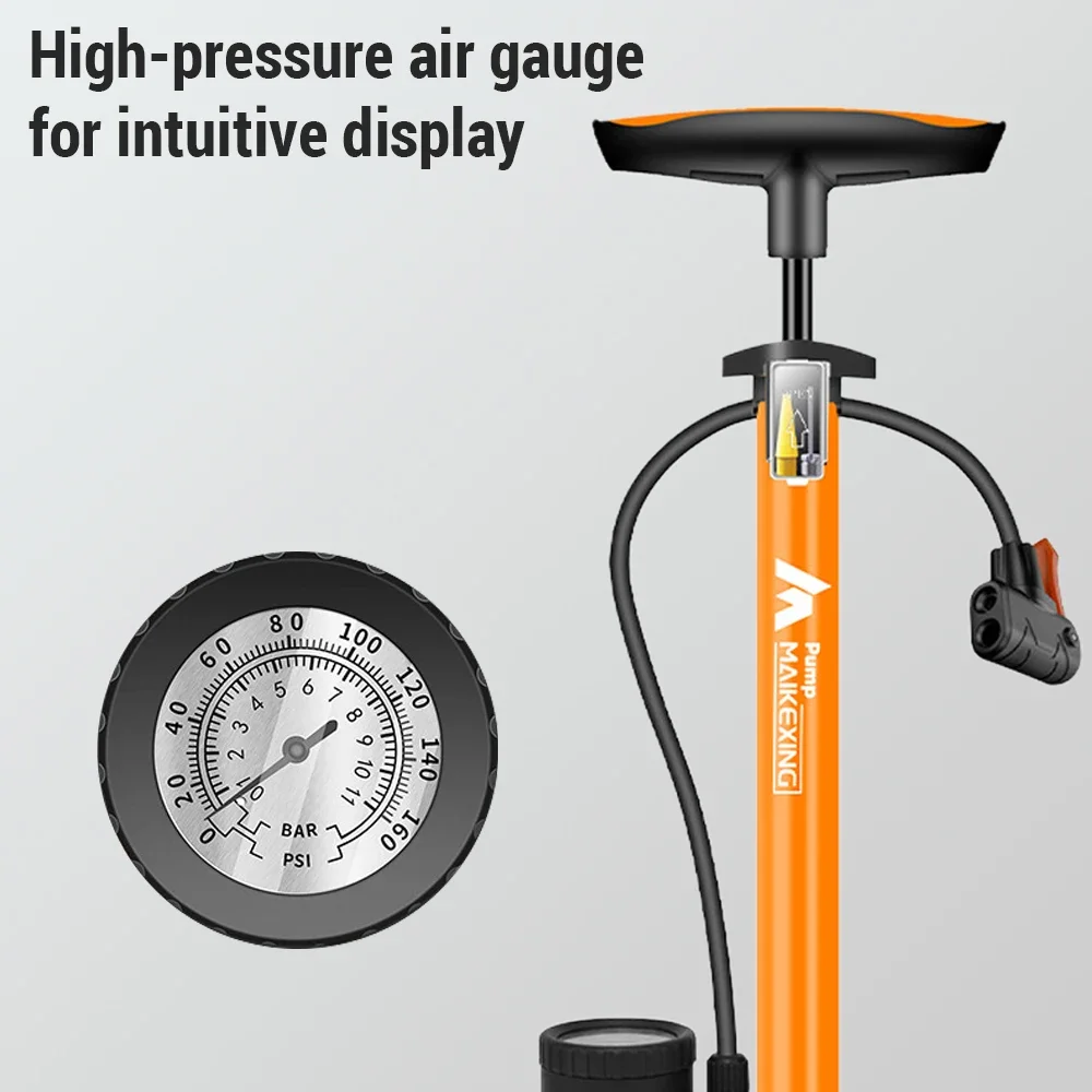 160PSI Bike Pump with Gauge 3