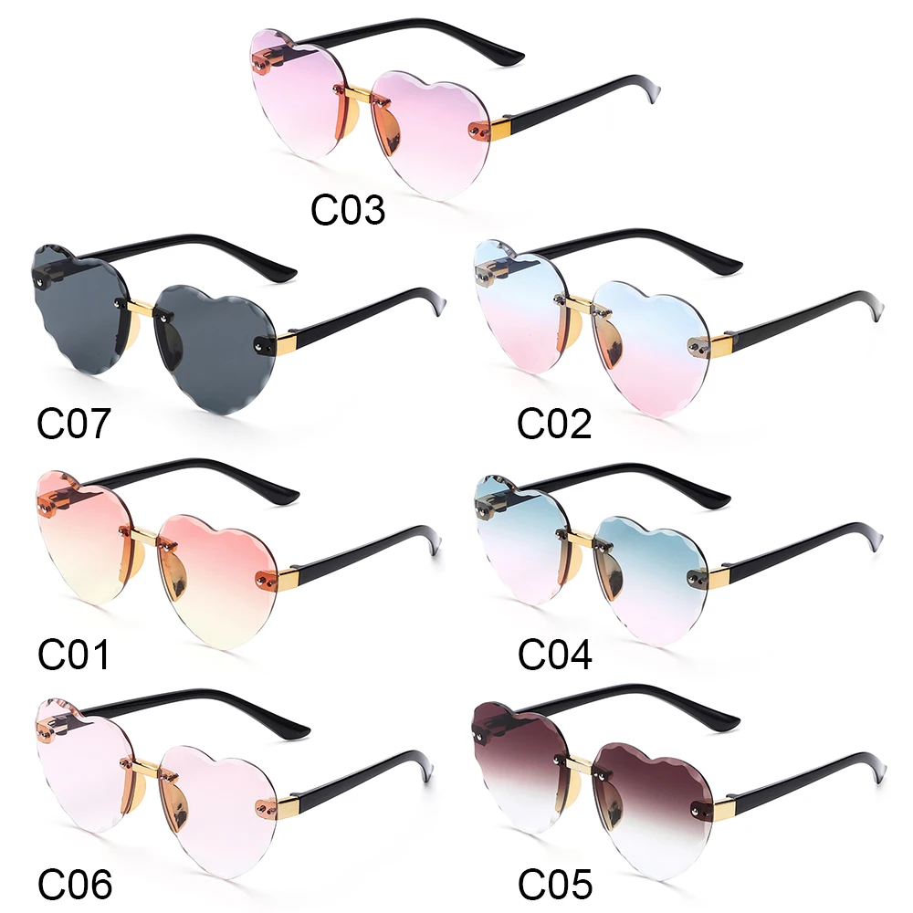 1-8T Kids Heart-shaped Ocean Lenses UV 400 Protection Outdoor Sunglasses for Girls Boys
