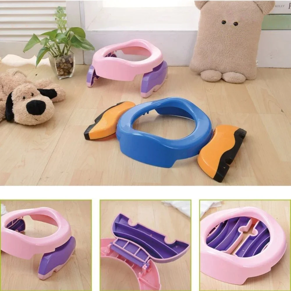 Portable Baby Infant Chamber Potty Rings with Urine Bag for Kids Pots Foldaway Toilet Training Seat Travel Blue Pink Potty 2