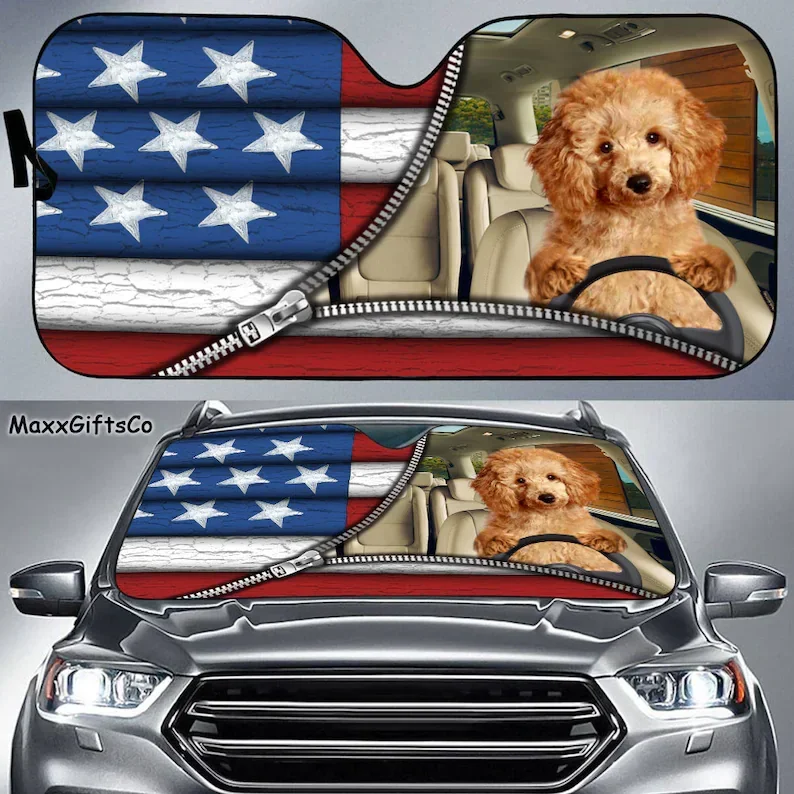 

Poodle Car Sun Shade, Poodle Windshield, Dogs Sunshade, Dog Car Accessories, Car Decoration, Gift For Dad, Mom