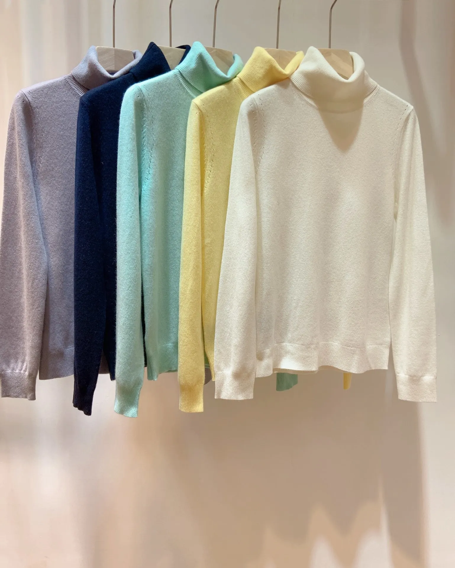 

Новинка 2023, зимняя и осенняя Женская одежда, однотонный кашемировый свитер с высоким воротником, 1024