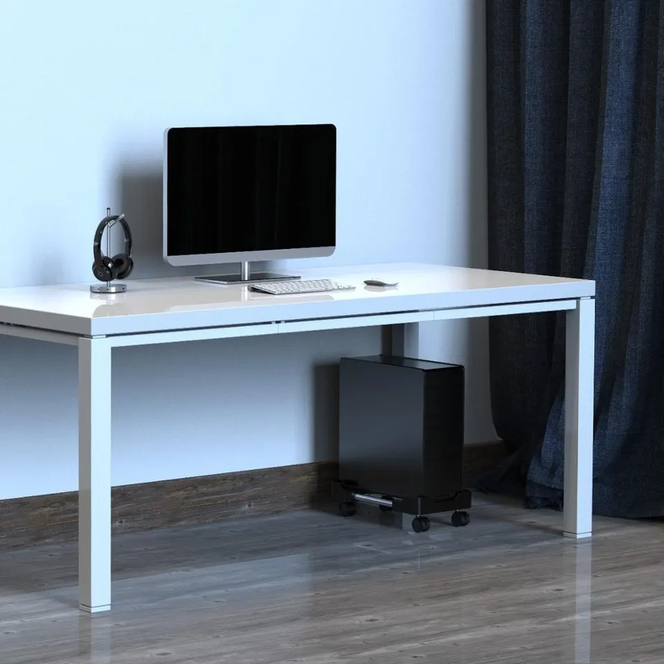 Adjustable Computer CPU Holder with Locking Wheels