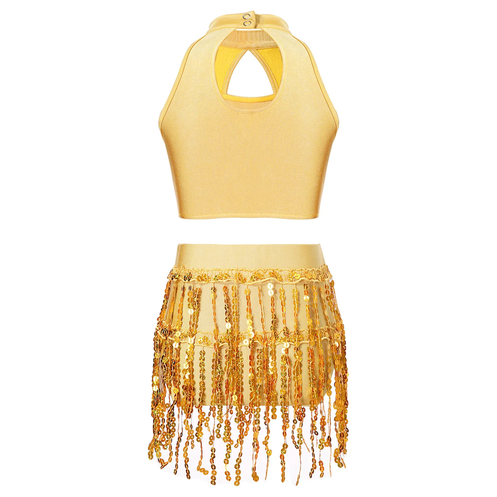 Freebily Gonna Da Ballo Per Bambina Con Paillettes - Tango, Latino, Balletto, Salsa - Costume Da Danza Con Volant, Taglie Da 4 A 16 Anni