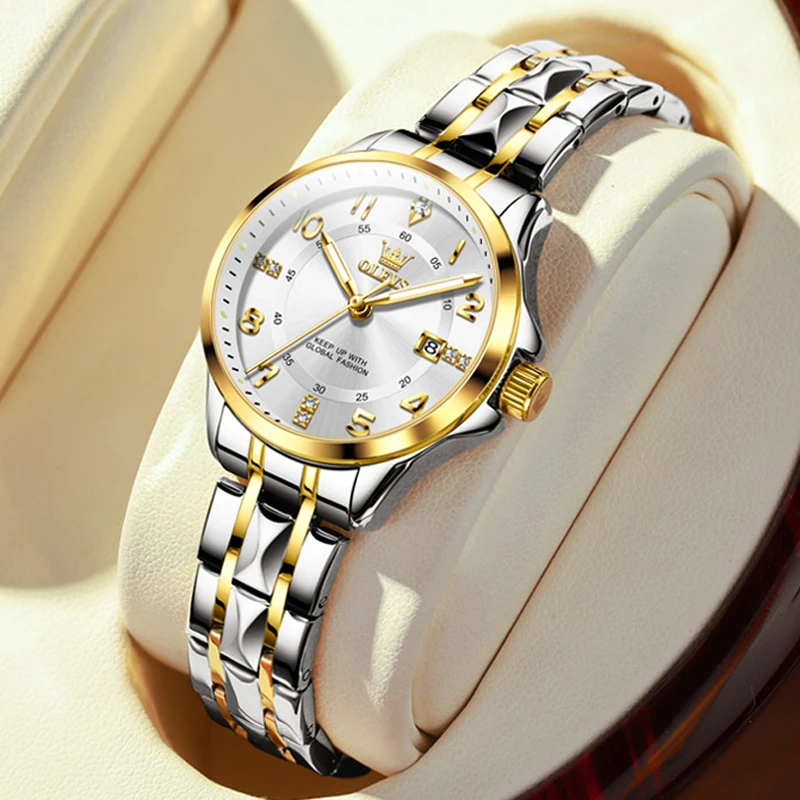 OLEVS Original Couple Watch For Women and Men Steel Strap Waterproof Lover's Watches Luxury Top Brand Quartz Wristwatch Reloj