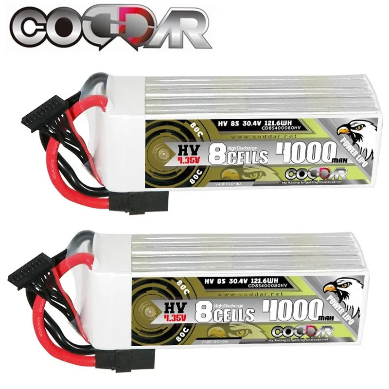 

CODDAR 8S 4000mAh 30.4V 80C Lipo Battery For FPV Drone RC Quadcopter Helicopter Airplane Hobby Boat RC 8S Rechargeable Battery