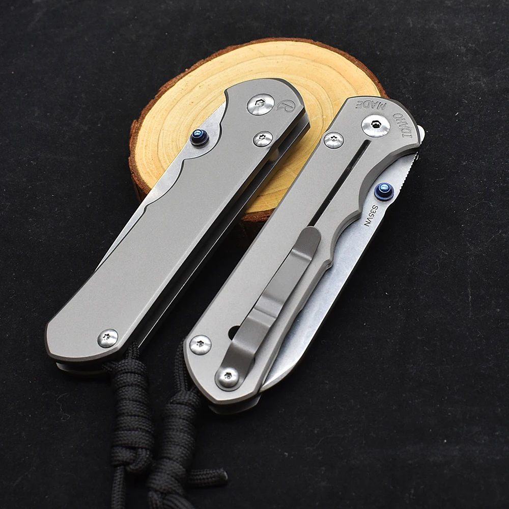 Chris Reeve CR S35VN Blade Ball Bearing  Stone Wash Titanium Alloy Survival Tool Outdoor Camping Knife High Hardness Sharp EDC 4