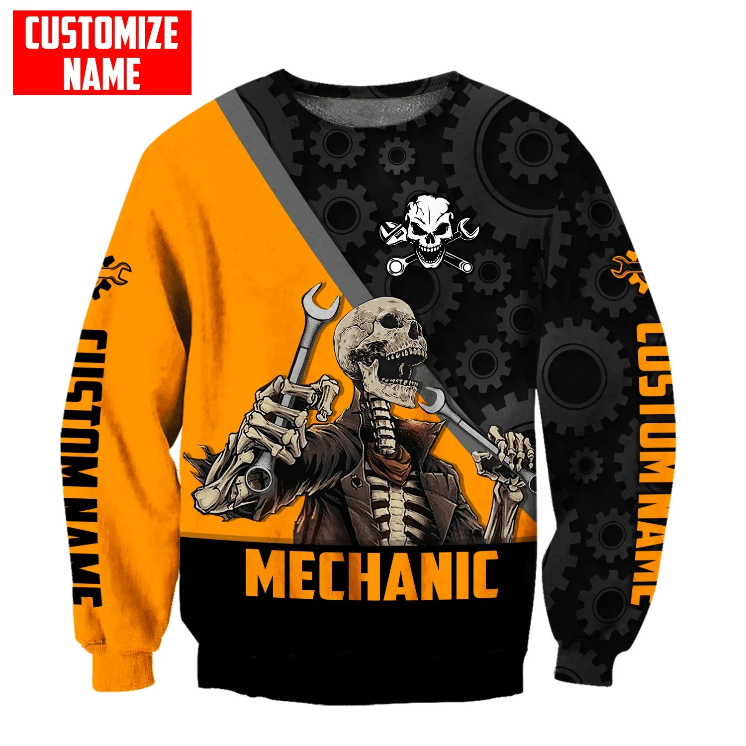 Personalisierte Name Auto Mechaniker Schädel 3D Gedruckt Männer Hoodie Unisex Mit Kapuze sweatshirt Streetwear Casual zipper hoodies DK490 – Detail 9