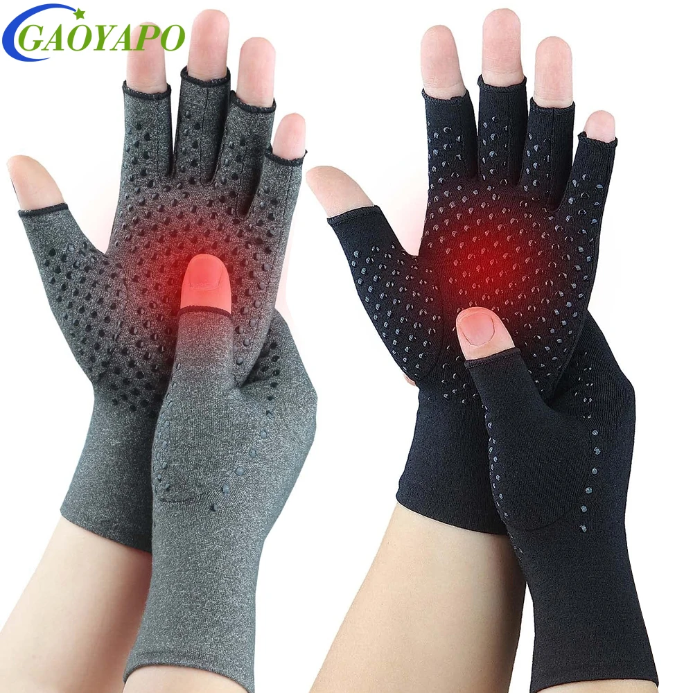 1Pair Arthritis Compression Gloves for Arthritis Rheumatoid Carpal Tunnel Anti-Slip Glue Compression Gloves for Work Women Men